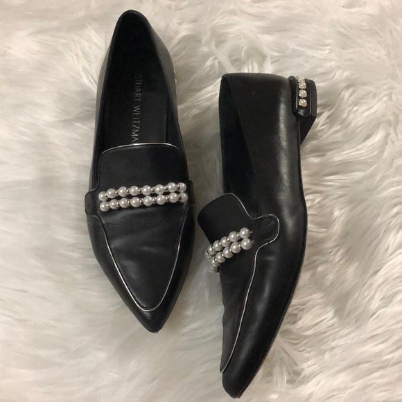 Black and Pearl Stuart Weitzman Flats/Loafers - Picture 1 of 8